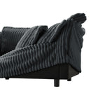 Slip-covered Armchair with 1 Big Back Cushion and 2 Big Toss Pillows, Single Deep Seat Comfy Single Couch Sofa Multiple Large Soft Pillows, Grey  Corduroy Fabric