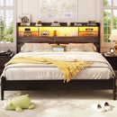 Modern Queen Size Headboard with Storage and USB Ports