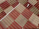 Modern Tibetan Rug 8x10, Hand Knotted Contemporary Nepali Carpet 8 x 10, Checkerboard Design, Red Cream Light Brown, Very Fine Wool & Silk