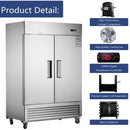 54-Inch 42.2 Cu.Ft Commercial Stainless Steel 2-Section Upright Reach-In Freezer (SAK35148)