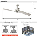 54" Shellcove Industrial DC Motor Downrod Mount Reversible Ceiling Fan with Remote Control