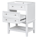 24' Bathroom Vanity With Sink, Bathroom Storage Cabinet with Drawer and Open Shelf, Solid Wood Frame, White (Old Sku:SY999991AAK)