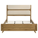 Bennett 78-inch California King Upholstered Panel Bed Cream and Light Oak