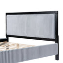 Queen Upholstered Bed with Fluffy Soft Headboard,Grey+Black Frame