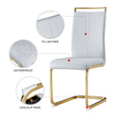 Modern Dining Chairs, PU Faux Leather High Back Upholstered Side Chair with Golden C-shaped Tube Metal Legs for Dining Room,Kitchen(Set of 2 )(LIGHT GRAY+PU)W115191487