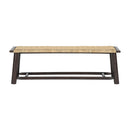 Farmhouse Modern Solid Wood Rattan Bench - Multi-Functional Design Walnut Finish 59 Inch Indoor & Covered Outdoor Bench