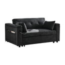 54" Pull-Out Sleeper Sofa Bed Double Seat Recliner Sofa Bed with Armrests with Storage and Side Pockets, Adjustable Backrest and Lumbar Pillow for Apartments, Living Rooms, etc. with USB Power Outlet