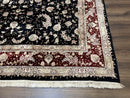 Sino Persian Rug 9x12, High Quality Oriental Carpet, Black and Maroon, Wool and Silk, Allover Floral Pattern, Hand Knotted, Vintage Rug Nice
