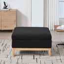 33.86'W Upholstered Wood Base Storage Ottoman with Reversible Lid Coffee Table, Foot Stool Square Footrest with Rubberwood Legs for Living Room Bedroom Entryway and Office, Black Boucle.