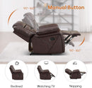Three Seat Manual Reclining Sofa Dark Brown Faux Leather