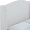 Hannah Upholstered Wingback Bed Size Queen / Tall 54' Headboard Upholstered Queen Bed / Premium Textured Canvas Chenille Look Ivory / Minimalist Designs / No Box Spring Needed / Easy Assembly / Queen