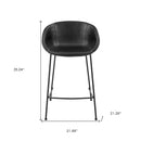Set of Two 26" Black Faux Leather And Steel Low Back Counter Height Bar Chairs