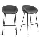 Set of Two 30" Gray And Black Steel Low Back Bar Height Bar Chairs