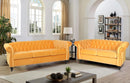 Three Piece Mango Velvet Chesterfield Sofa Set With Club Chair And Loveseat For Living Room