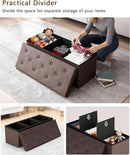 Forty Three Inch Brown Storage Ottoman With Concealed Dividers