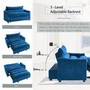 Convertible Sofa Bed, 3-in-1 Multi-Functional Velvet Sleeper Couch Pull-Out Bed, 47'' Loveseat Chaise Lounge with Adjustable Backrest , Living Room, Small Space