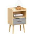 Nightstand With Collapsible Fabric Drawer, 2-Tier Storage End Table, Wood Side Table with Storage Cabinet for Bedroom, Living Room - Oak