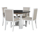 TREXM 5-Piece Extendable Dining Table Set for 4, Round Dining Table for 4 with Upholstered Chairs, Farmhouse Kitchen Table Set with Removable Leaf for Dining Room and Kitchen (Grey+White)