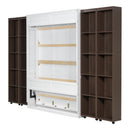 Queen Murphy Bed Wall Bed with Storage Doors, Espresso