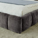 King size  Upholstered Bed Frame with Thick Fabric, Chenille Fabric Grounded Queen Size Platform Bed with Headboard and Solid Frame. No Box Spring Needed-Dark Gray(88.5''*85.5''*24'')