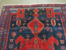 4' 6" X 8' 2" Antique Handmade India Tribal Geometric Wool Rug Red Blue
