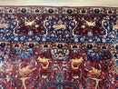 Antique Indo Persian Kerman Rug 9x12 Red Manchester Wool Animal Pictorials, Fine 290 KPSI
