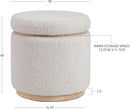Cream Sherpa Deluxe Storage Ottoman Solidwood Base