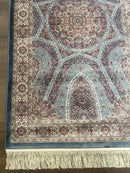 Turkish Silk Runner Rug 2.6 x 10, Light Blue Carpet, Bamboo Silk, New