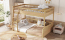 Full XL over Queen Bunk Bed with Ladder and Guardrails, Natural