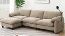 [VIDEO Provided] 108' Modular Sectional Sofa, L-Shape with 31.5' Extra-Wide Seat Cushion, USB and Type-C Charger, Phone Holder and 2 Side Storage Pockets, Free Movement Ottoman, Striped Chenille