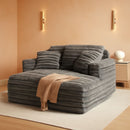 56 Inch Grey Ultra Deluxe Chaise Lounge Chair Cushioned