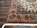 Persian Rug 8x10, Sino Persian Floral Medallion Carpet, Traditional Wool Area Rug, Cream and Brick Red, Fine 210 KPSI
