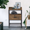 Industrial Three Tier Nightstand Set With Wood Grain Finish