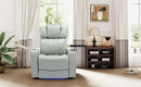 Modern PU Leather Power Recliner with Cooling Cup Holder, Bluetooth Speaker, LED Lights, USB Ports, Tray Table, Arm Storage, Grey