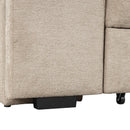 Modern L-Shape 3 Seat Reversible Sectional Couch with Pull Out Sleeper, Storage Chaise & 2 Stools, Cream, Linen Chenille