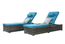 Outdoor Chaise Lounge Chair Set of 2 with Storage Patio Pool Chairs Tanning Lounges for Outside,Beach Rattan Recliners with Adjustable Backrest, Table, Cushion for Poolside Backyard Garden