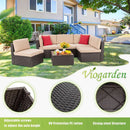 Outdoor Wicker Sectional Sofa Set with Coffee Table