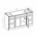 54 Inch Hickory Shaker Single Sink Bathroom Vanity with Drawers