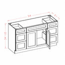 54 Inch White Shaker Single Sink Bathroom Vanity with Drawers