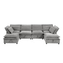 U_Style Double-Layer Cushion Modern Large U-Shaped Modular Sofa, Freely Combinable 6-Seater with Storage Function, Convertible to Sofa Bed, Perfect for Living Rooms, Offices, and Apartments