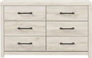 Cambeck Farmhouse Industrial 6 Drawer Dresser Whitewash