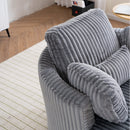 Oversized 360 Degreed Swivel Accent Chair Modern Soft Plush Corduroy Round Barrel Chair for Living Room Bedroom with Pillows, Gray