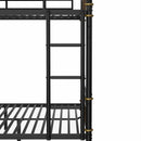 Queen over Queen Metal Bunk Bed, Industrial Detachable Bunkbeds with Safety Guard Rails for Teens, Black(Old SKU W2580S00006)
