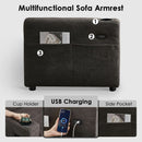 Dark Grey Microfiber Reversible Sectional Sofa Bed With USB