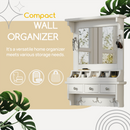 Floating Makeup Vanity with Big Mirror, Wall-Mounted Storage Vanity with Drawers, Pockets & Hooks, Space-Saving Decorative Home Organizer, White, Engineered Wood, 23.8 x 6.1 x 31.8 inches
