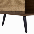 Furniture Style 2 in 1 Mid-century Modern Walnut Cabinet Side Table Design With Spring-loaded door Storage