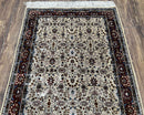 Fine Sino-Persian Silk Rug 3x5, High Quality Silk Carpet, Handmade Small Silk Rug, Allover Repeated Motif, Tan Maroon Blue Vintage Silk Rug