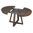TREXM 5-Piece Retro Functional Dining Set, Round Table with a 16'W Leaf and 4 Upholstered Chairs for Dining Room and Living Room (Walnut)