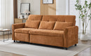 2-in-1 Sofa 82' Three-seater Sofa with Sofa Bed and Reversible Recliner, Orange Chenille