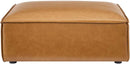 Tan Vegan Leather Contemporary Sectional Sofa Ottoman